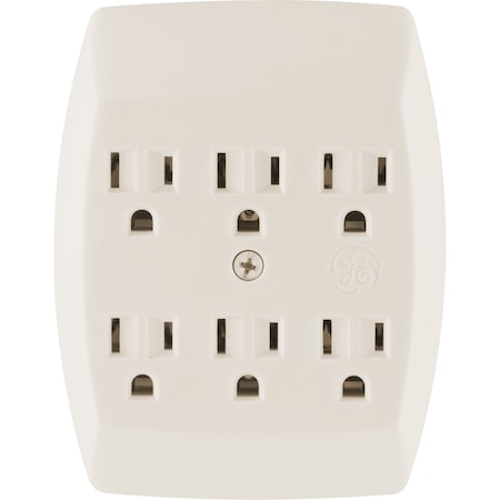 Ge GE 6-Outlet Grounded Wall Tap Adapter, Light Almond, 54946 54946
